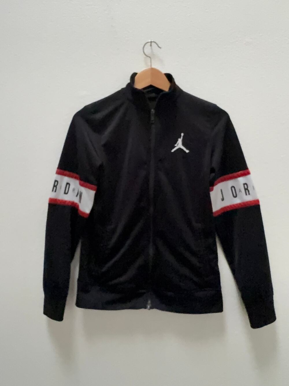 Nike Jordan Youth Boys Full Zip Track Jacket Black Red White Size L (12-13 Yrs)